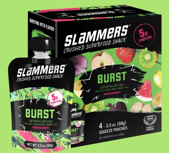 Slammers Burst pouch with box_green background