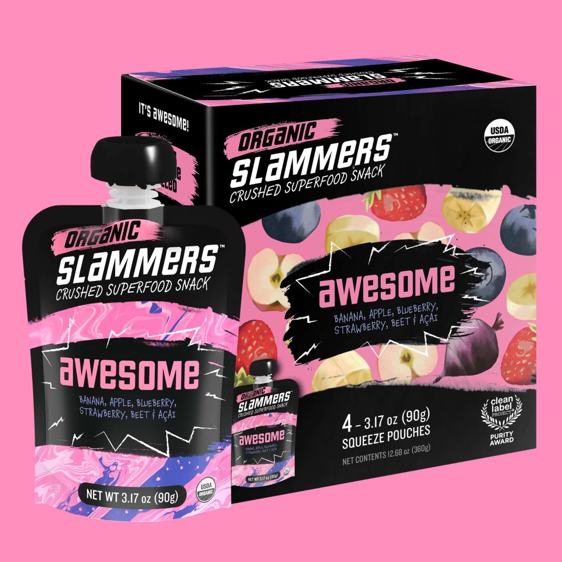 Slammers Awesome pouch and box_pink background